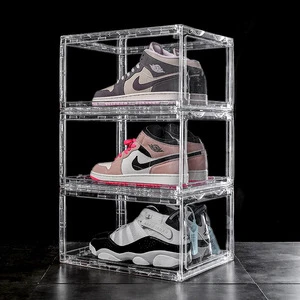Hot New Plastic Foldable Shoe Storage Box with Detachable Side Door Design for Living Room