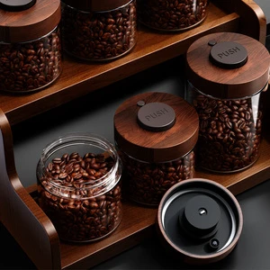 Moisture-proof Food Storage Jars For The Kitchen; Fresh Food Storage Jars With Acacia Wood Lids; Ideal For Kitchen Use