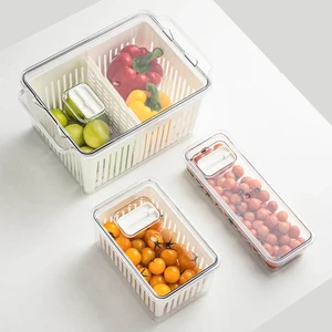Wholesale Refrigerator Organizer Kitchen Fresh Food Storage Box Fruit Vegetable Storage Container With Drain Basket
