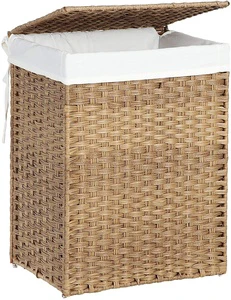 Hand Woven Rattan Wicker Laundry Basket Folding PE Laundry Basket Clothes Basket