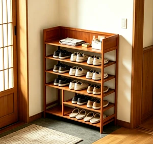 Natural Bamboo Multi-layer Shoe Rack with Dustproof Top Board for Home Entryway Storage Large Capacity Floor-standing Organizer