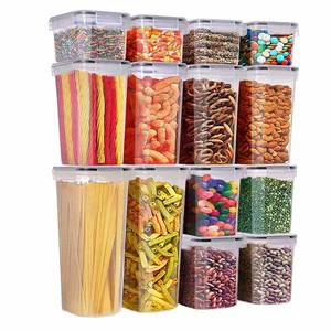 Plastic Airtight Food Storage Containers with Lids for Pantry Organization