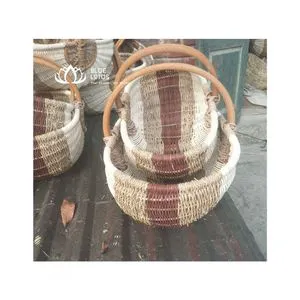 Picnic Wicker Basket Made in Vietnam Blue Lotus