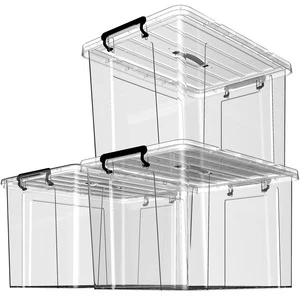 GREENSIDE Modern PP Household Transparent Storage Box for Clothes Toy Thickened Lid Extra Large Capacity Folding