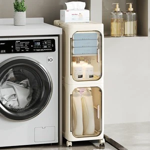 Household Mobile Folding Dust Storage Cabinet Narrow Gap Classification Locker for Living Room Plastic for Toilet Use