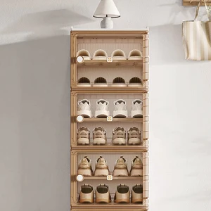 Multilayer Foldable Wall Shoe Rack Magnetic Door Rectangle Plastic Large Storage Rectangle for Shoes