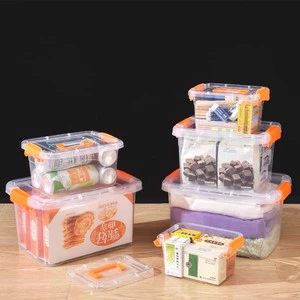 Transparent Rectangle Plastic Storage Box with Lid and Handle for Toy Parts and Cosmetic Finishing Modern Minimalist Design