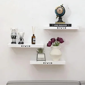 Factory Wholesale Modern White Floating Wall Shelves, 3-Piece Set of L-Shaped Display Shelves for Home Decor