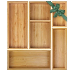Nice Heavy Quality Bamboo Wood Storage Box Set of 5 Individual Drawer Organizer Tray