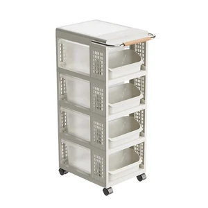 Wholesale Manufacturer Transparent Plastic Home Storage Trolley Foldable Household Drawer Rolling Storage Organizer Cart Food