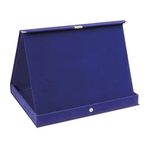 Blue Velvet Decorative Storage Box 26x21 cm for Plaques and Memorabilia