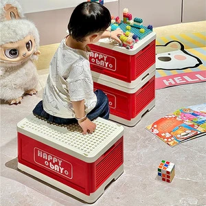 Toy Storage Box for Building Blocks PP Plastic Large Capacity Modern Design Folding Storage Box with Lid for Living Room