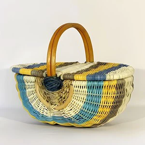 Handwoven picnic baskets rattan wicker hamper with lids factory direct supply storage basket