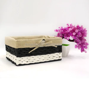 Set of 3 Elegant Rattan Woven Store Basket Storage with Handles