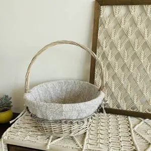Stylish Durable Rattan Tote Basket with Tall Handles Wicker Stand for Home Shopping & Storage Daily Use