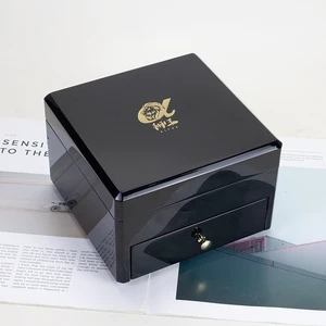 Custom Wooden Gift Box Double Layer Pull Magnetic Closure Personalized Logo Design Storing Jewelry Keepsakes Small Accessories