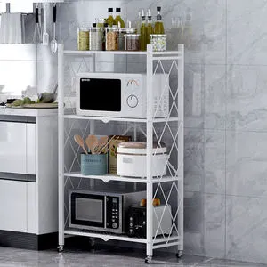 Portable Foldable Steel Heavy Duty Storage Rack with Wheels and Corrosion Protection Space Saving Shelving Unit for Home