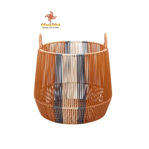 H&T 2025 OEM Exquisite Line Rattan Laundry Storage Basket Hand Bread Flower Picnic Handmade Woven Custom Straw Wicker Basket