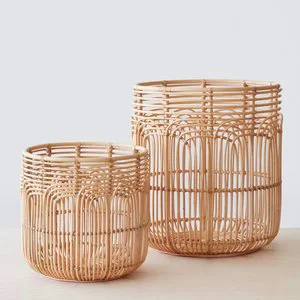 Wholesale Natural Rattan Laundry Basket Handmade Lightweight Eco Friendly Decorative Storage Hamper for Bedroom Bathroom Laundry