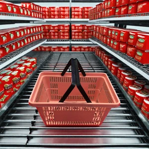 China Wholesale Plastic Shopping Basket For Grocery Supermarket Retail PVC 18L 25L 28L 30L Mini Small Red Blue Hand Baskets