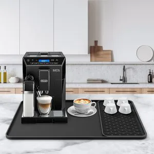 24''x16'' Eco-Friendly Silicone Coffee Station Mat Anti-Slip Bar Mat Detachable Dish Drying Tray For Kitchen Counter