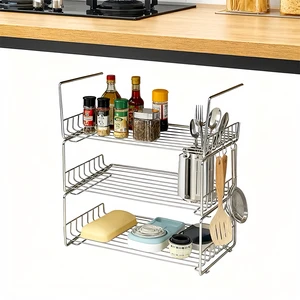 DaS Multi-layer Stackable Kitchen Cabinet Under Compartment Rack Hanging Rack Under Shelf Rack