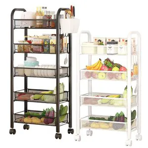 Removable Thickened Carbon Steel Multifunction Organizer Shelf Storage Rack for Kitchen/Bathroom Dinnerware Five Layers Standing