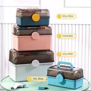 Au Cat Children Large Portable First Aid Medical Box Portable Household Multi Layer Medicine Plastic Storage Box