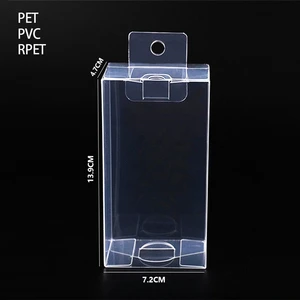 Custom Clear PET Plastic Packaging Box with Hang Tab Transparent Folding Retail Display Box