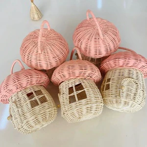 HOT ITEMS! Rattan Shape Mushroom House Shape Storage Wicker Rattan Home Decor Decorations Kids Room