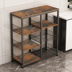 Iron Kitchen Storage Rack Standing Type Foldable Four-Layer