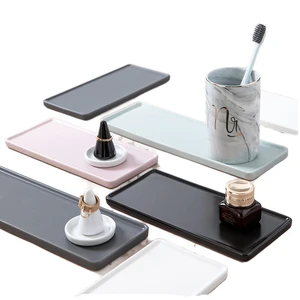 Elegant Ceramic Rectangle Tray for Jewelry and Mouthwash Storage Solution