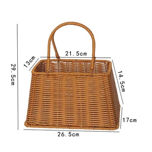 New Hot Fruit Basket Durable Washable Portable Basket Plastic Rattan Storage Hand Basket For Flower