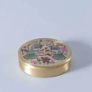 Handmade Round Brass Gold Decorative Storage Box 8.25x8.25x1.75 Inches 0.9kg