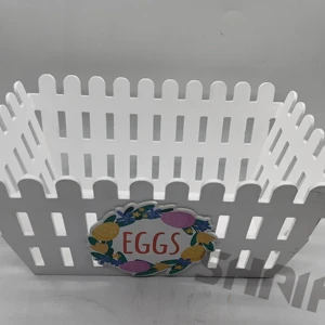 Fence-Shaped Storage Basket Easter Decorative Storage Crate - Natural Wood Multi-Function Home Organizer & Gift Box