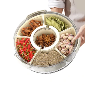 Snack Box for Cabinet Pantry Round Plastic Spice Tray With Lid Food Storage Organizer