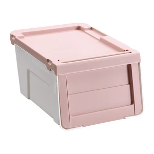 Front Open Storage Box Plastic Stackable Clothes Storage Box With Large Capacity