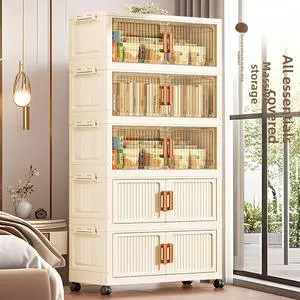 Stackable Transparent Storage Bins Lids Foldable Plastic Organizer Boxes 5-Tier Large Capacity Home Storage Movable Detachable