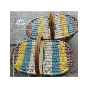 Picnic Rattan Baskets Basket Rope Storage Rattan Seagrass Picnic Cotton Stair Wicker Baskets Sky Pham Blue Lotus Viet Nam