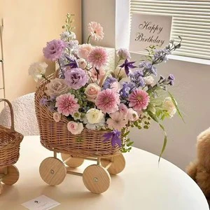2025 Mini Tricycle Rattan Woven Fruit Basket Bamboo Handmade Wicker Storage Basket Handwoven Rattan Basket Organizer Tray