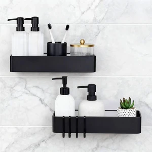 BX 2 Pack Adhesive Shower Caddy, Rustproof Metal Shelves, No-Drill Bathroom Shower Rack