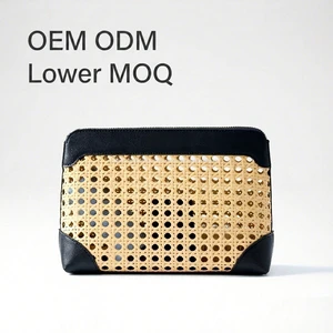 New Arrival Natural Rattan Braided Cosmetic Bag Caning Pouch,travel Portable Storage Bag,makeup Bag