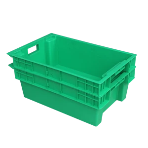 600*390*200mm PP Mesh Solid Plastic Crate Stackable Moving Storage Bin Pallet Container