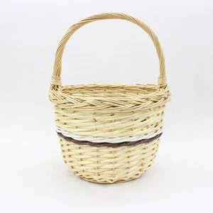 Barrel Shaped High-quality Wicker Woven Portable Storage Basket Hand Woven Rattan Basket Flowers Gift Basket