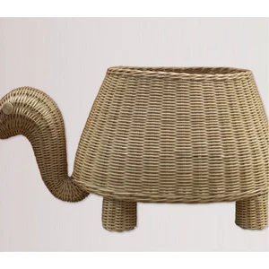 Uniquely Decorative Modern Multifunctional Turtle Shaped Rattan Wicker Basket 50x40x30cm for Kitchen Office & Living Room Use