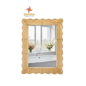 H&T 2025 OEM Rattan Mirror Bread Flower Picnic Handmade Woven Custom Straw Wicker Rattan Storage Basket