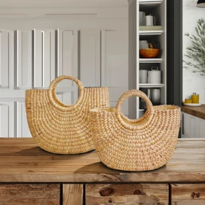 Rattan Natural Straw Handmade Bamboo Bag Decorative Sea Grass Basket