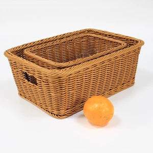 Hand-Woven Plastic Rattan-Like Storage Basket Standing Type For Kitchen Wardrobe & Wedding For Laundry Use