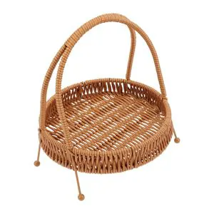 New Design Rattan Woven Basket Veggie Tray Round Basket Wicker Hamper Kitchen Storage Woven Food Basket
