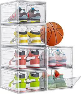 Clear Plastic Shoe Boxes with Magnetic Closure, Stackable Shoe Storage Organizer for Closet,Visible Shoe Container for Men Women